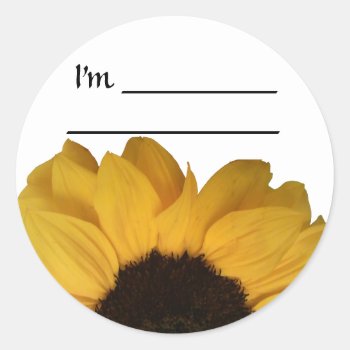 Name Tag Sunflower Sticker by RossiCards at Zazzle