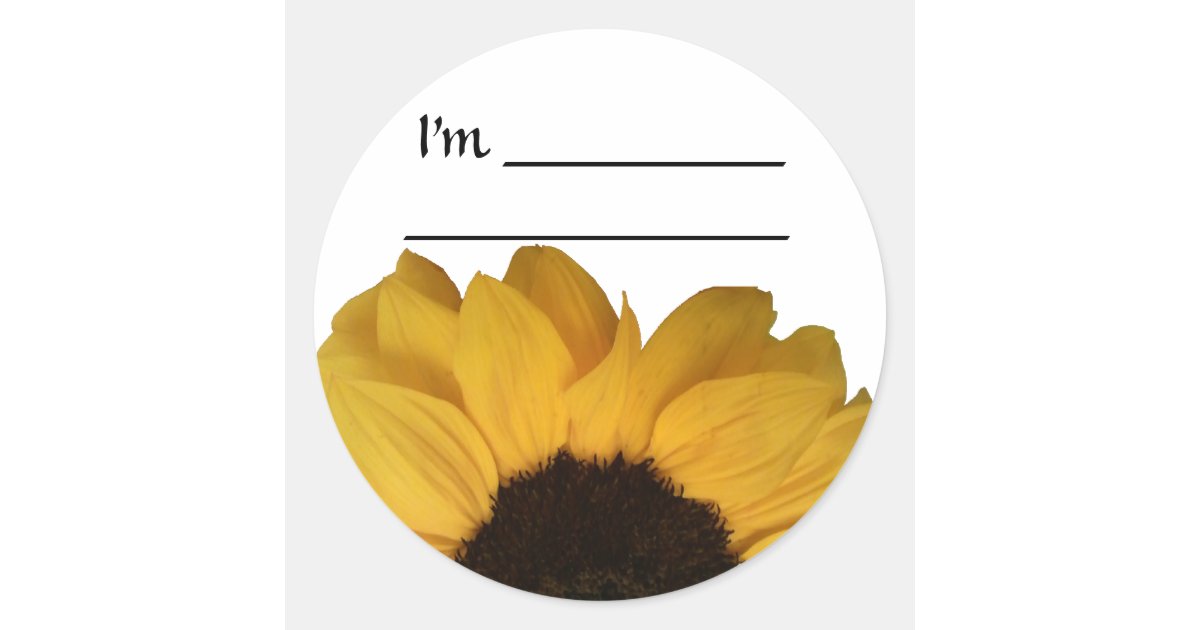 name tag sunflower sticker zazzlecom