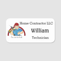 Name Tag with Contractor Logo Custom Text Badge