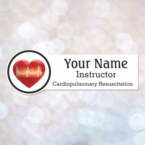 Name Tag with CPR Heart Logo Custom Text Badge