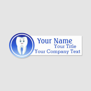 Name Tag with Dentist Tooth Logo Custom Text Badge