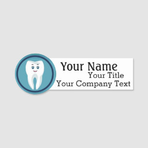 Name Tag with Dentist Tooth Logo Custom Text Badge