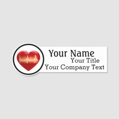 Name Tag with Medical Heart Logo Custom Text Badge