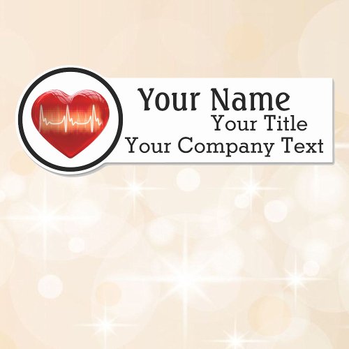 Name Tag with Medical Heart Logo Custom Text Badge