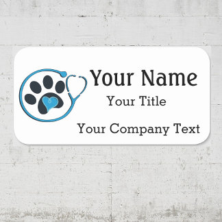 Name Tag with Veterinarian Logo Custom Text Badge