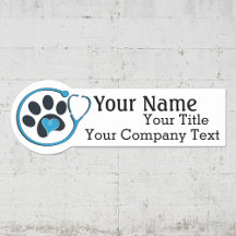 Name Tag with Veterinarian Logo Custom Text Badge