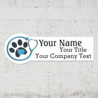 Name Tag with Veterinarian Logo Custom Text Badge