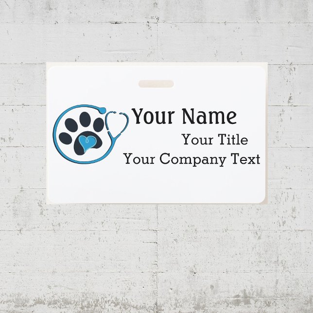 Name Tag with Veterinarian Logo Custom Text Badge (Creator Uploaded)
