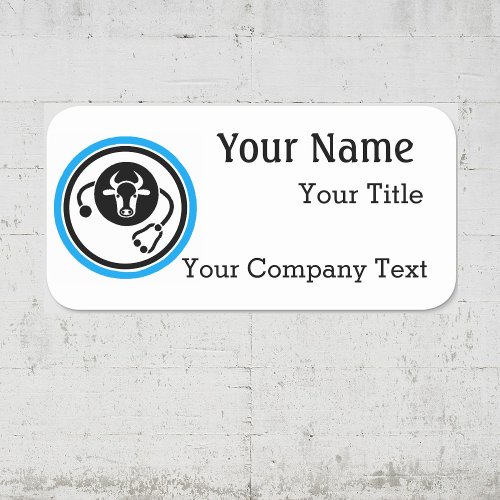 Name Tag with Veterinarian Logo Custom Text Badge