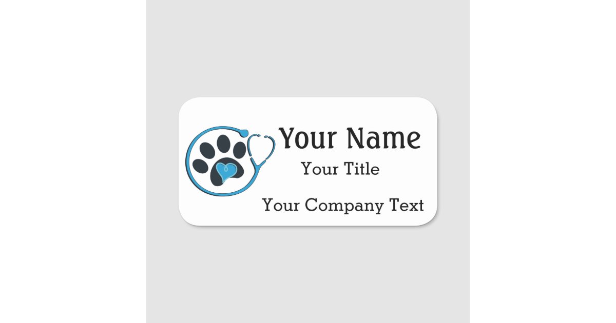 name-tag-with-veterinarian-logo-custom-text-badge-zazzle