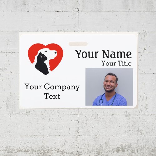 Name Tag with Veterinarian Logo Text PHOTO ID Badge