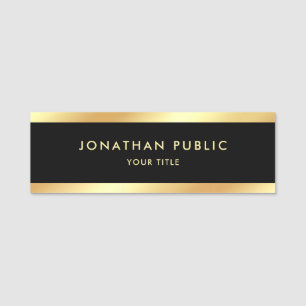 Name Tags Custom Black Gold Modern Template