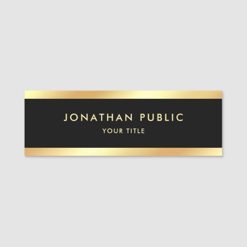 Name Tags Custom Black Gold Modern Template