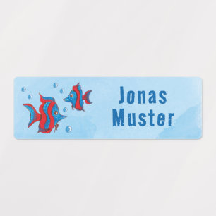 Name tags Fish - red blue hand painted Kids' Labels