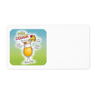 NAME TAGS, LABELS, PINA COLADA RECIPE COCKTAIL ART LABEL