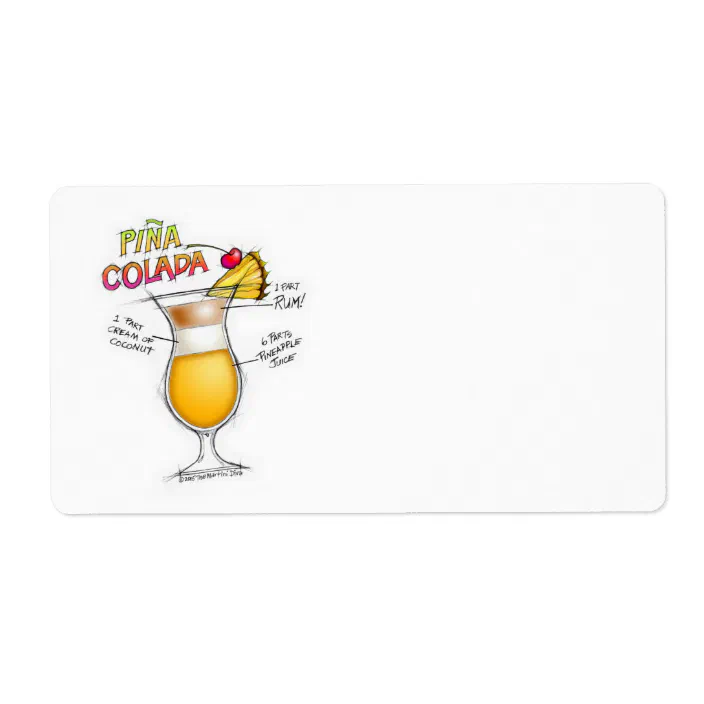 Name s Labels Pina Colada Recipe Cocktail Art Label Zazzle Com Name s Labels Pina Colada Recipe Cocktail Art Label Zazzle Com