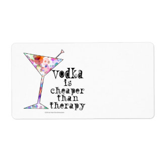 NAME TAGS, LABELS - VODKA IS CHEAPER THAN THERAPY
