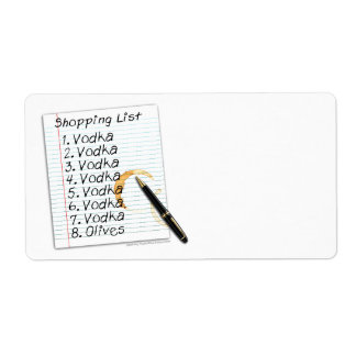 NAME TAGS, LABELS - VODKA SHOPPING LIST