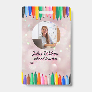name tags pens teacher id badge badge