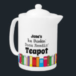 Name Tea Drinking, Mystery Reading Teapot<br><div class="desc">This Name Tea Drinking Book Reading Teapot is perfect for book lovers while they drink in their favorite book. This colorful teapot is a great gift idea for bookworms and bibliophiles.</div>