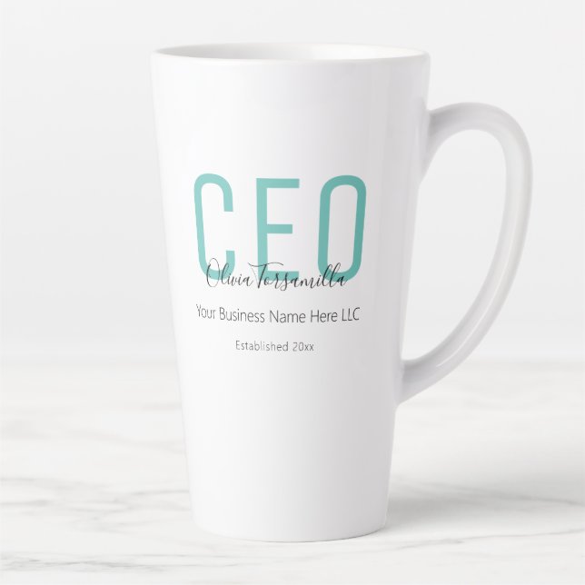 Name Teal Black CEO Latte Mug (Right)
