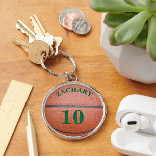 Name Team Number Basketball Keychain