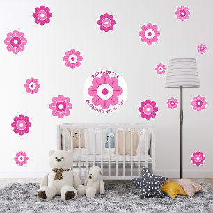Name Text Bold Colorful Pink Daisy Hot Pink Accent Wall Decal