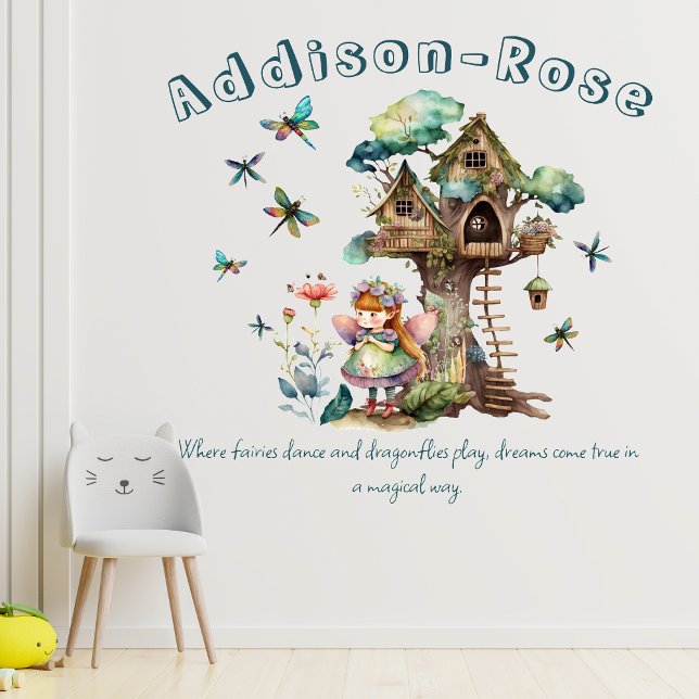 Name Text Magical Woodland Fairy Dragonfly  Wall Decal (Creator Uploaded)