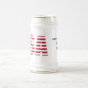 Name, Text on USA 22oz White Gold Stein Mug