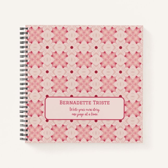 Name Text Pink Modern Floral Chic Pretty Girly  Notebook (Front)
