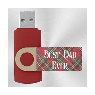 Name, Text Royal Stewart Tartan Pattern Flash Drive