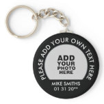 name, text & special date, photo black keychain name, text & special date, photo black keychain