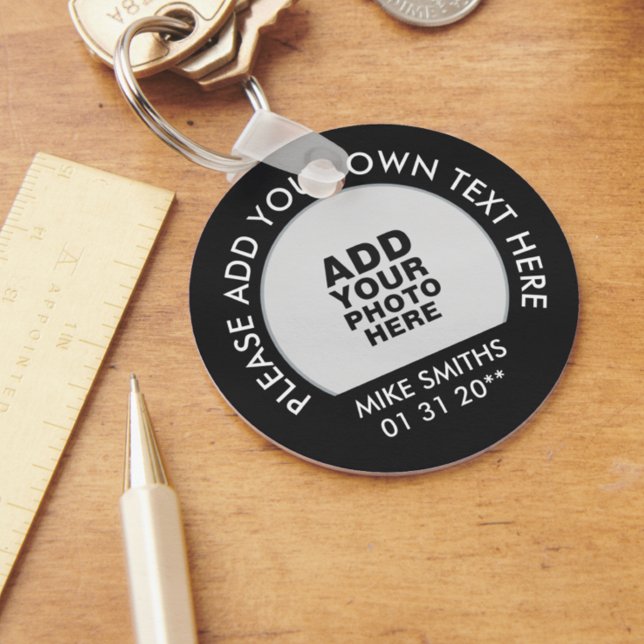 Name, text & special date, photo keepsake keychain (Creator Uploaded)