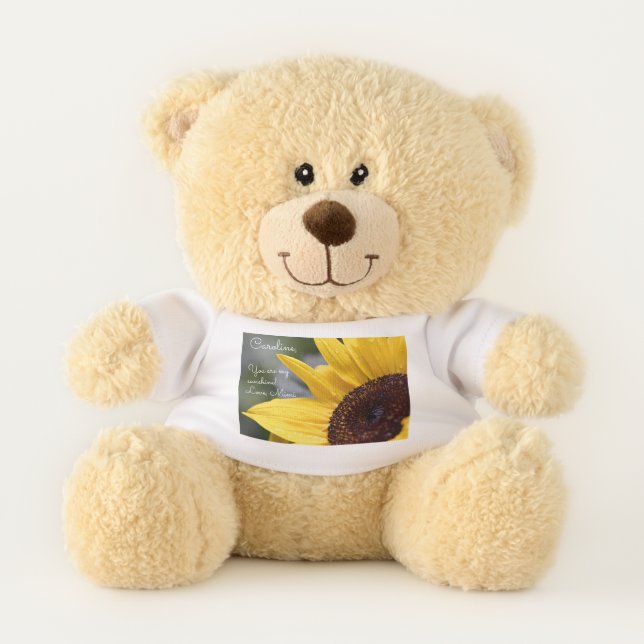 Name & Text, Sweet Sunflower Custom Teddy Bear (Front)