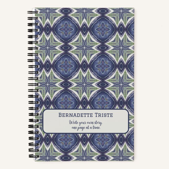 Name Text Watercolor Abstract Geometric Pattern  Notebook (Front)