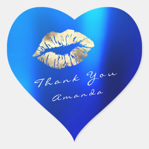 Name Thank Heart Kiss Sapphire Blue Gold Makeup Heart Sticker