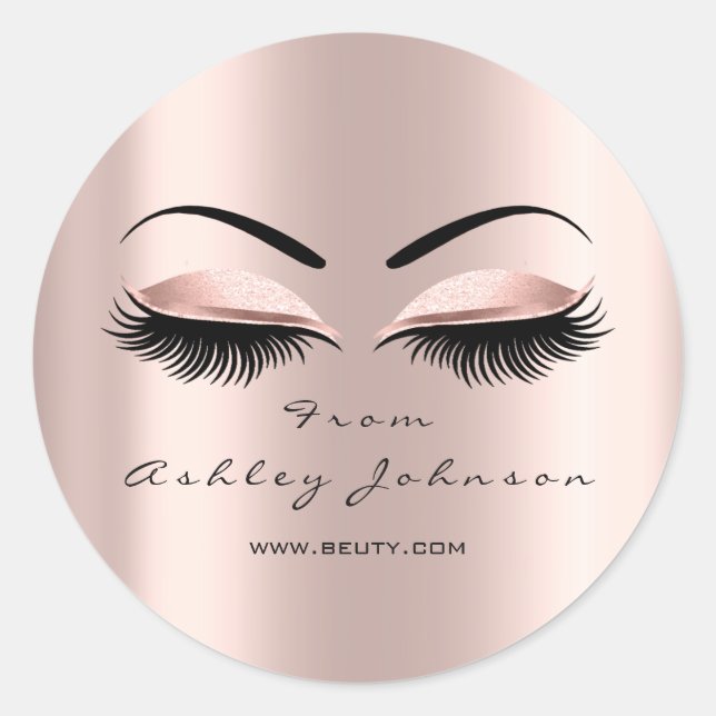 Name Thank You  Beauty Glitter Lash Makeup Artist Classic Round Sticker (Front)
