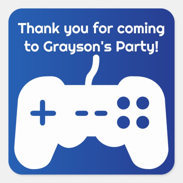 Name Thank You Party Blue Gaming Sticker (Front)
