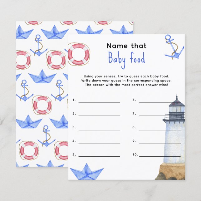 Name that baby food - baby shower game (Front/Back)