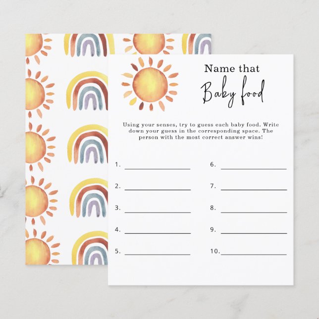 Name that baby food - baby shower game (Front/Back)