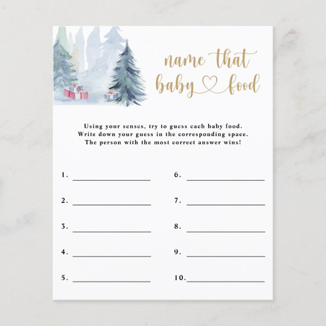 Name that baby food - baby shower game (Front)