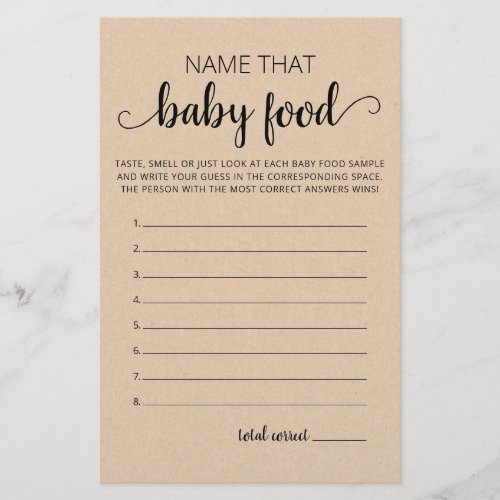 Name That Baby Food Baby Shower party game