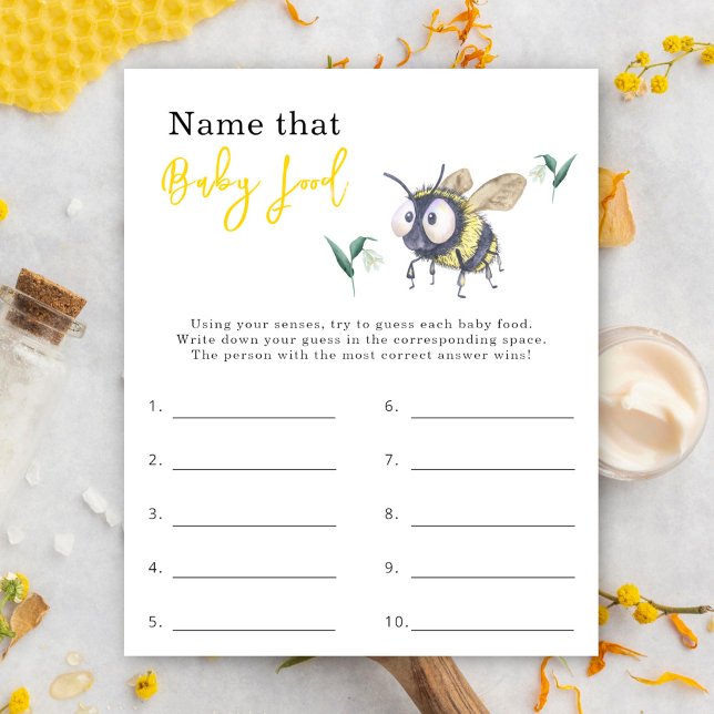 Name that baby food - Bee baby shower game (Creator Uploaded)