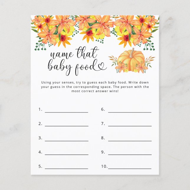 Name that baby food shower game (Front)