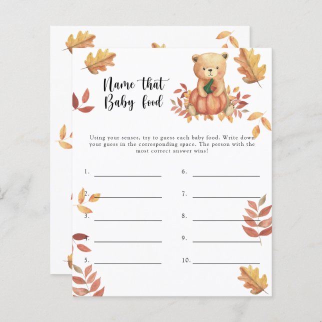 Name that baby food shower game (Front/Back)