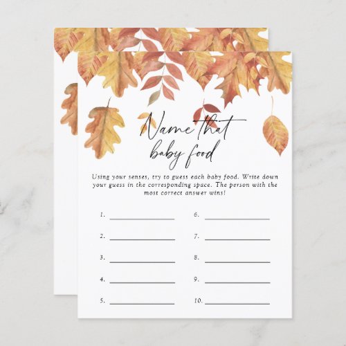 Name that baby food shower game _ Fall leaves