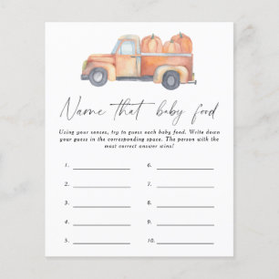 Name that baby food shower game - Truck Pumpkin