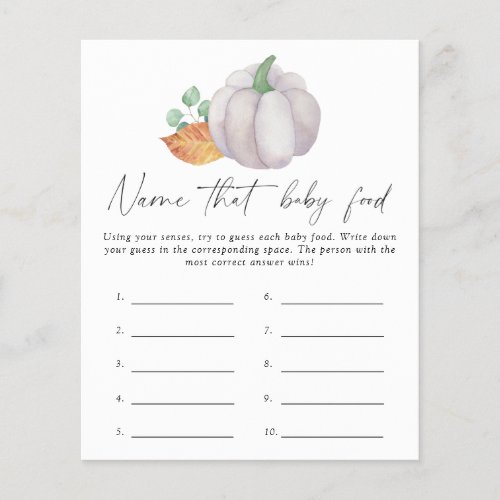 Name that baby food shower game _ White pumpkin
