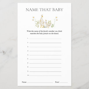 Name That Baby Silly Goose Baby Shower Game Flyer