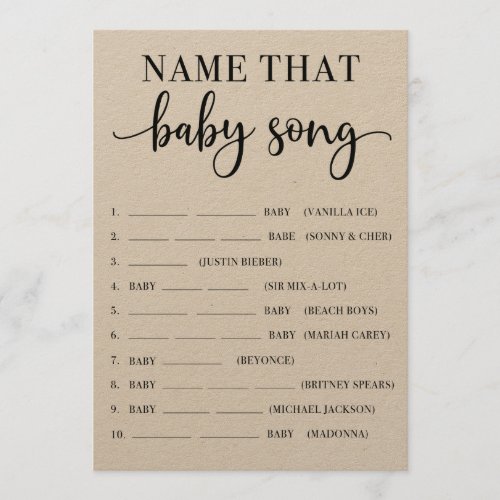 Name That Baby Song Baby Shower Game Program